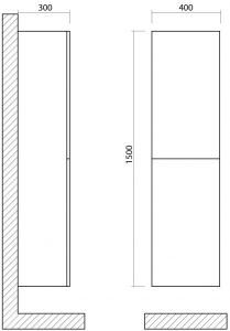 Шкаф подвесной Art&Max Verona Push 40x150см камень светлый AM-Verona-Push-1500-2A-SC-St