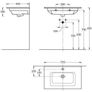 Kerama Marazzi Раковина PIANO PI.wb.75 75 см Kerama Marazzi Раковина PIANO PI.wb.75 75 см