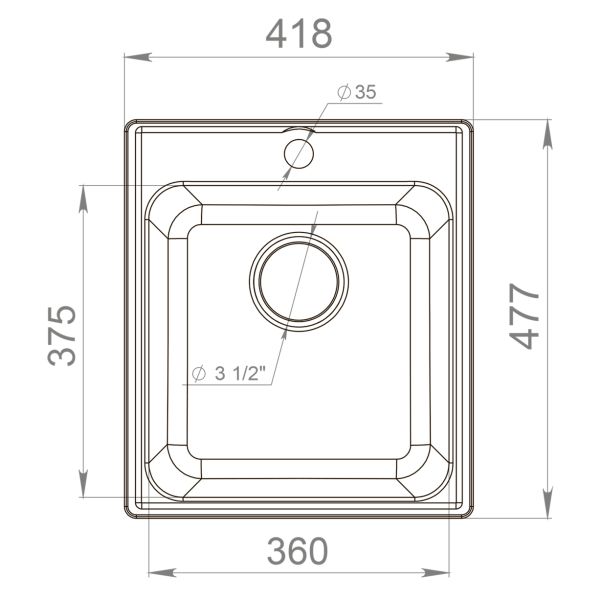 Мойка кухонная Reflexion Quadra 43-BL RF0243BL черный
