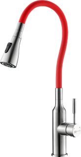 Смеситель для кухни Lemark Expert LM5082S-Red с гибким поворотным изливом хром/красный Смеситель для кухни Lemark Expert LM5082S-Red с гибким поворотным изливом хром/красный