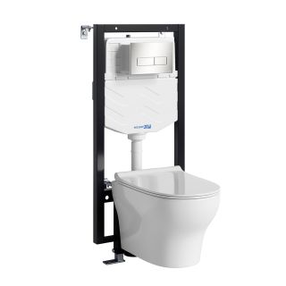 Система инсталляции с унитазом WasserKRAFT Vils 56TLT.010.ME.BN03.H001 кнопка смыва никель