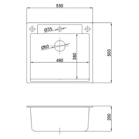 Мойка кухонная Reflexion Cubi 55-GR RX1555GR гравий