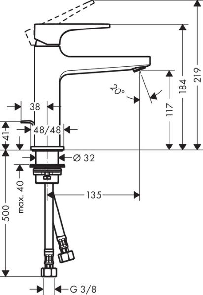 Смеситель Hansgrohe Metropol 74506000 для раковины с д/к