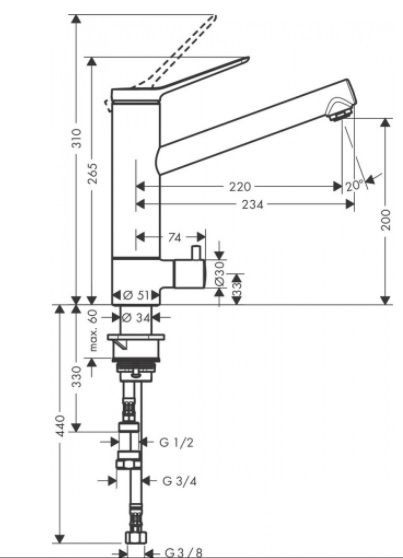 Смеситель для кухни Hansgrohe Zesis M33 CoolStart 74808000
