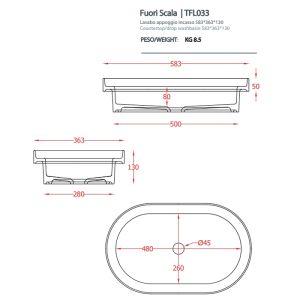 Раковина ArtCeram Fuori Scala TFL033 37 00 blu denim 58.3 см
