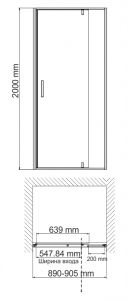 Душевая дверь Wasserkraft Elbe 74P04 90x200