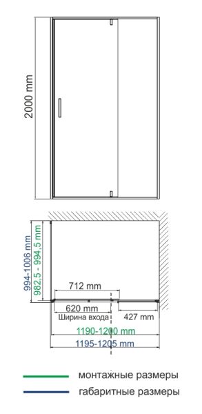 Душевой уголок Wasserkraft Elbe 74P10 120x100 см
