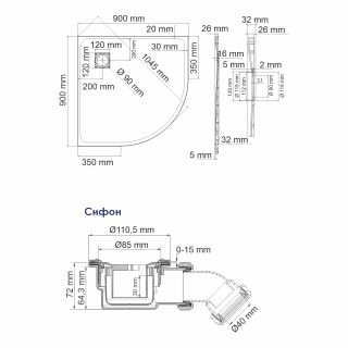 Душевой поддон Wasserkraft Elbe 74T01 90x90 см Душевой поддон Wasserkraft Elbe 74T01 90x90 см