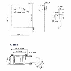 Душевой поддон Wasserkraft Elbe 74T07 120x90