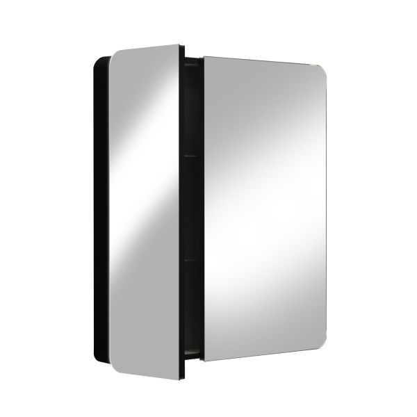 Зеркало-шкаф Reflexion Black 76 RF2002BL с  подсветкой 76х85