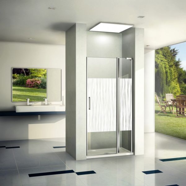 Душевая дверь Good Door Pandora WTW-130-T-CH стекло прозрачное с рисунком Тростник