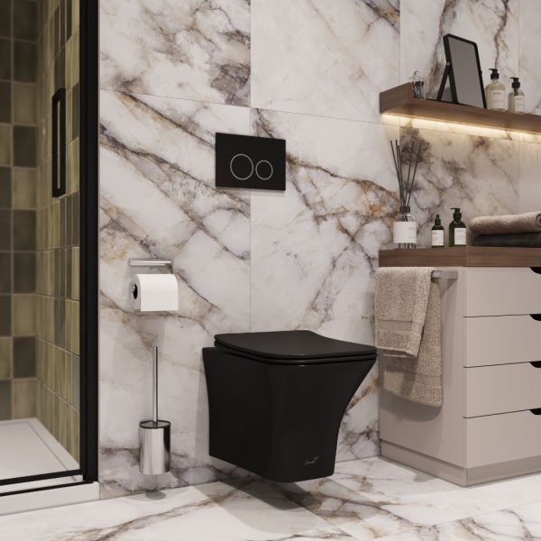 Подвесной унитаз Cerutti SPA Vettore Aria MB CT7506 безободковый чёрный матовый