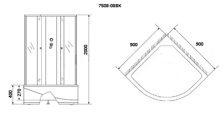 Душевая кабина Niagara NG-7508-14BK 90х90х200
