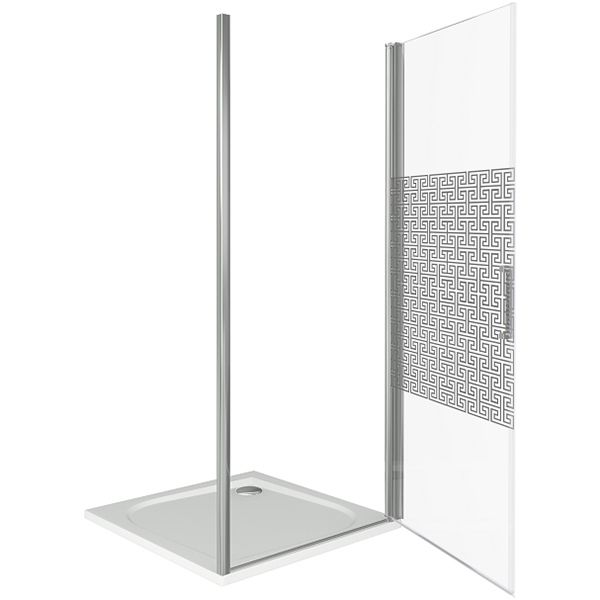 Душевая дверь в нишу Good Door Fantasy DR-90-F-CH стекло прозрачное с зеркальным рисунком Фэнтази