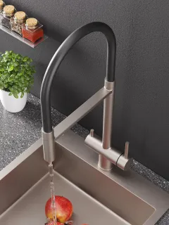 Смеситель для кухни Alfi AL05-00933 с каналом для питьевой воды с гибким изливом никель