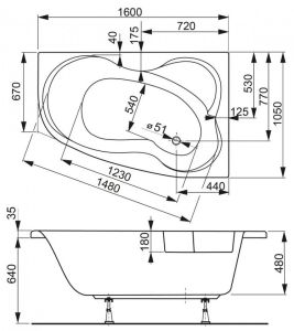 Акриловая ванна VagnerPlast Melite VPBA163MEL3PX-04 правая 160x105см белый