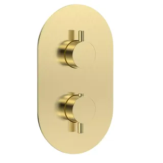 Встраиваемый смеситель-термостат на 3 источника AQUAme Siena AQM8806BG золото брашированное