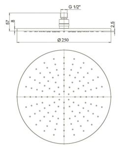 Верхний душ Paini 50PZ759TT25 25см чёрный матовый