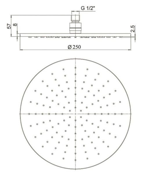Верхний душ Paini 50PZ759TT25 25см чёрный матовый