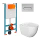 Инсталляция с унитазом VitrA Mia Round (Мия Раунд) 9873B003-7201 кнопка смыва хром глянец