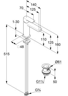 Смеситель для раковины Kludi Renon 42289N175 брашированная бронза
