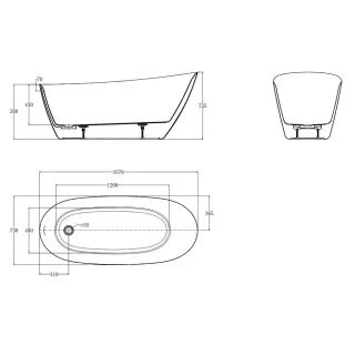 Ванна акриловая AQUAme AQM3503GW 167x73 см белый