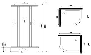 Душевая кабина Niagara NG-33094-14RF с гидромассажем 100x90см серебро/матовое