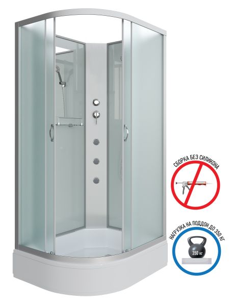 Душевая кабина Niagara NG-33394-14RBKG с гидромассажем 130x90см серебро/матовое