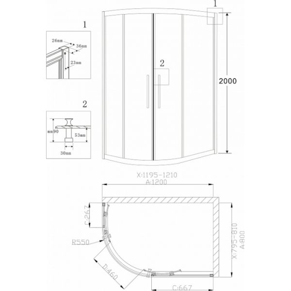 Душевой уголок Grossman PR-120SR 120х80х200
