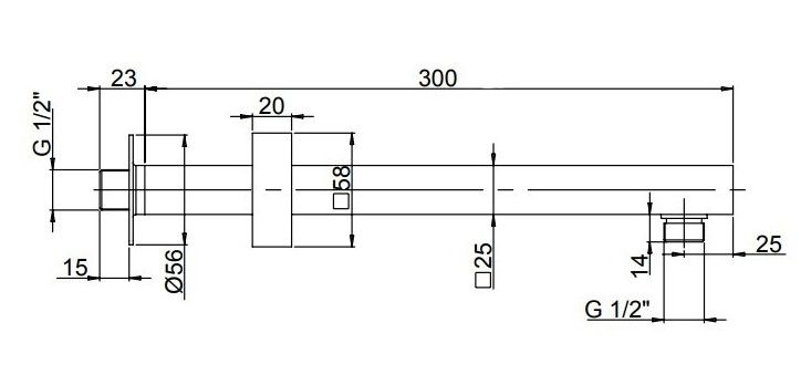 Кронштейн для верхнего душа Paini 50PZ745QQ35 30см чёрный матовый