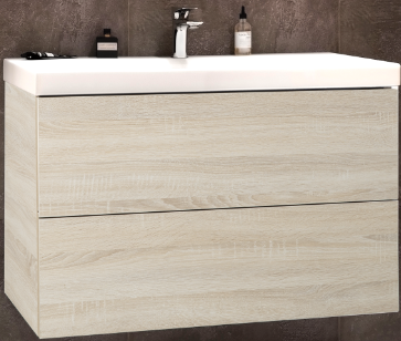 Подвесная тумба под раковину Art&Max Verona Push 80см дуб сонома AM-Verona-Push-800-2C-SO-RS-TS