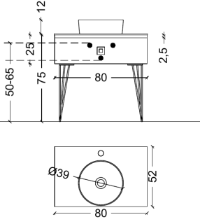 Консоль Armadi Art LUCIDO 80 см Глянцевый черный RAL9005 черный