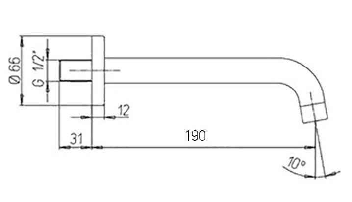 Излив для ванны Paini Cox 78PZ207CAN чёрный матовый