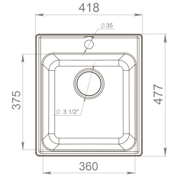 Мойка кухонная Reflexion Quadra 43-WH RF0243WH белый