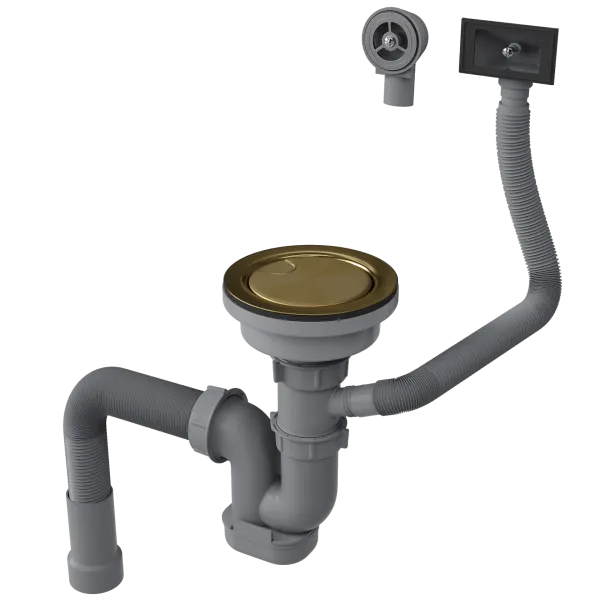 Сифон для одночашевой кухонной мойки с выпуском Reflexion Arno RX3001GD брашированное золото