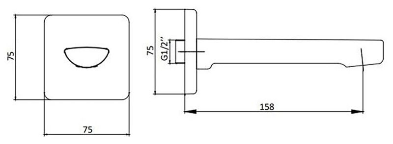 Излив для ванны E.C.A. Luna 102159206EX-K хром