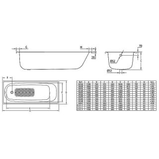 Стальная ванна BLB Europa B30E 130x70 без гидромассажа