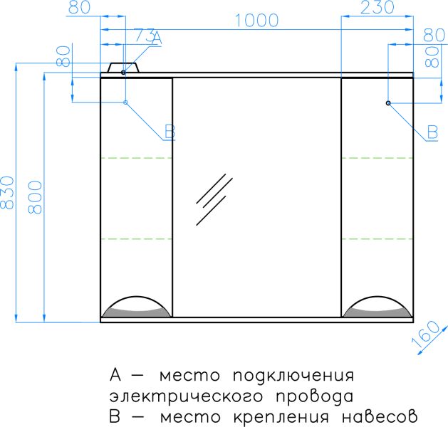 Зеркальный шкаф Style Line Жасмин 100см ЛС-00000586