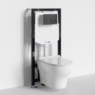 Система инсталляции с унитазом WasserKRAFT Aller 10TLT.010.ME.MB02.H001 кнопка смыва чёрный матовый