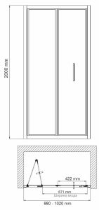 Душевая дверь Wasserkraft Weser 100см серебристый 78F12