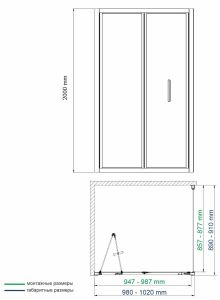 Душевой уголок Wasserkraft Weser 100x90см серебристый 78F22