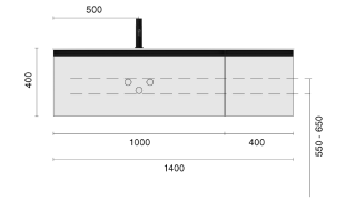 Тумба Armadi Art QUATRO 2 140см (100+40) тумба DAPHNE профиль MATT GOLD c подсветкой бежевый матовый