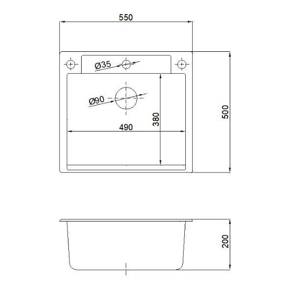 Мойка кухонная Reflexion Cubi 55-CL RX1555CL уголь