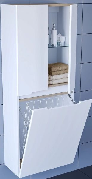 Пенал СанТа Лондон 524005 с бельевой корзиной 60см белый
