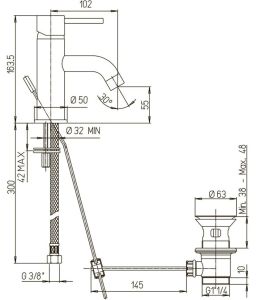 Смеситель для раковины Paini Cox 78PZ211 чёрный матовый