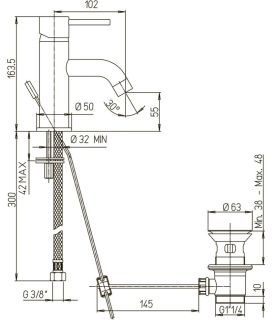 Смеситель для раковины Paini Cox 78PZ211 чёрный матовый