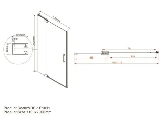 Душевая дверь Vincea Extra VDP-1E1011CLGM 100/110 см стекло прозрачное профиль воронёная сталь