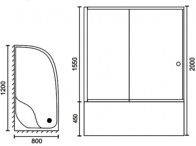 Душевой уголок Royal Bath BK 120x80см левый хром RB8120BK-T-CH-L