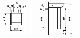 Тумба под раковину Laufen ino 4.2535.1.030.170.1