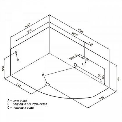 Акриловая ванна Aquanet Allento 170x100 L